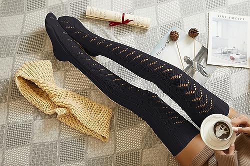 Image of Pcavin Thigh High Socks for Women, Long Cable Knit Over Knee Boot Stockings | Extra Long Fit, Cable Knit Texture, Warm Thick Knit, Winter Boot Socks, Cozy Leg Warmers, Sweater Sock Style
