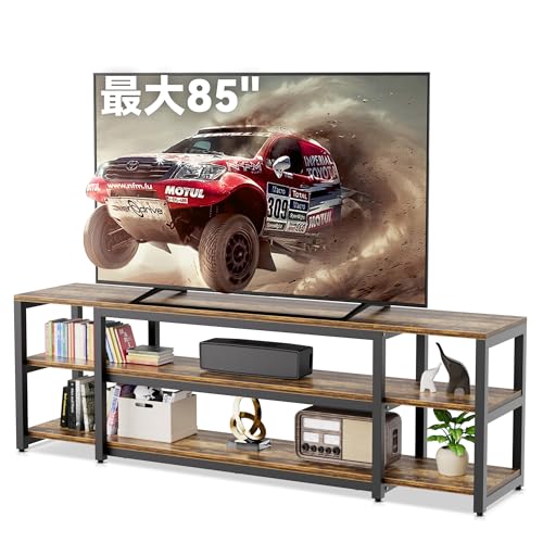 Aquzee ローボードテレビスタンド 75インチ対応、最大85インチ、65/70/75/80/85インチテレビ用テレビ台 収納付き、最大158kgの耐荷重を幅191cmの木製、1人で簡単組み立テレビ棚75型対応、リビングルーム/寝室/ゲームルーム用、ヴィ