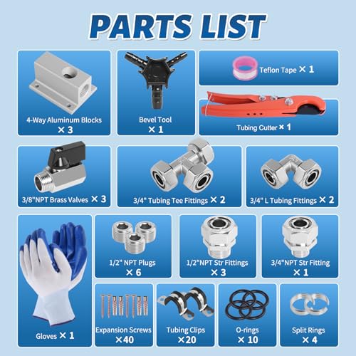 Image of 3 /4 inch x 100FT Shop Air Line Kit, 99PCS Compressed Air Piping Kit