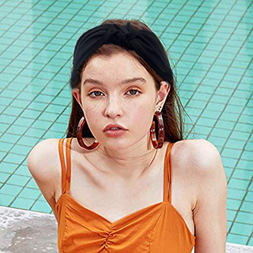 Mhdgg 1Pcs Knotted Headbands For Women Turban Headbands For Women Wide Headbands For Women Knot Headband Solid Colors Hair Knotted Hair Band For Women Headwear,Black #TOP2