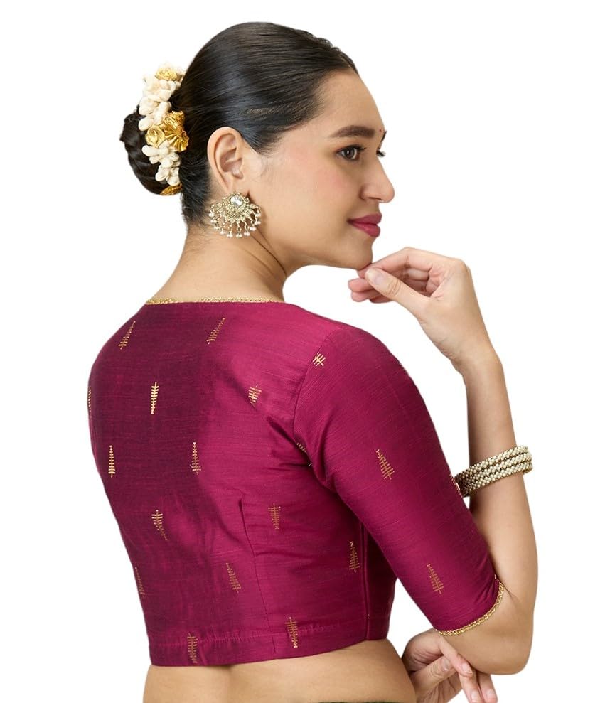 Image of Studio Shringaar Women's Handloom Cotton Silk Readymade Saree Blouse with Underarm Sweat Pads (Pack of 14 Pads)