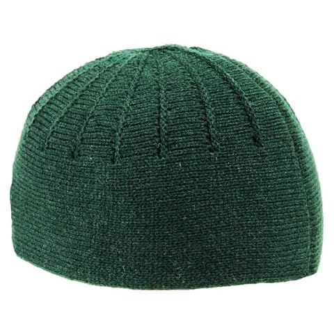 Hijaz Green Premium Wool Kufi Skull Cap Beanie Men's Prayer Chemo Hat Rib Design Cover