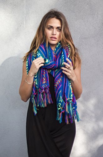 Del Mex Mexican Rebozo Shawl Blanket Doula (X-Large (9 Ft X 5 Ft), Blue) #TOP2