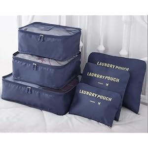 6-Piece Packing Cubes Set Travel Luggage Organizers Durable Water-Resistant Fabric Keep Your Clothes Organized and Compact (Dark Blue)