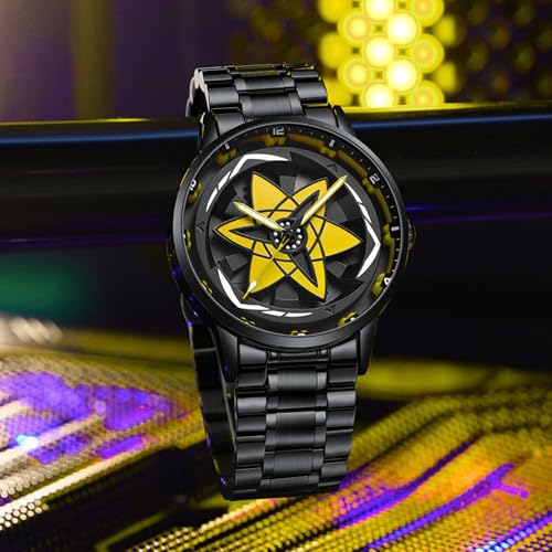 Image of Branded Men's Sport Quartz Watch Ninja Wheel Dial 360 Rotating Casual Fashion Stainless Steel Alloy Mens & Boy's Luxury Metal Gift Creative Watch