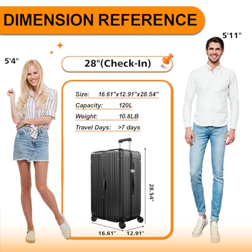 Krute Luggage with Spinner Double Wheels Suitcases with USB Port and Cup Holder TSA Lock PC+ABS Hardside Checked Luggage 28 Inch (Black)2