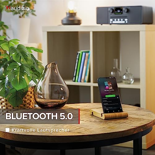 Audizio Naples - DAB Radio mit CD Player, Bluetooth, Internetradio WLAN, Fernbedienung, 60 Watt, UKW, AUX, USB, SD, MP3, Stereo Kompaktanlage, WiFi,dimmbares Display, Wecker, Sleeptimer, Schwarz – Bild 4