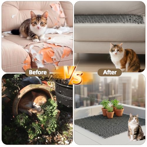 Rlssaki katzenschreck Matte, Spikes katzenabwehr Gitter, dornengitter gegen Katzen, stachelmatte katzenabwehrmatte, Katzen dornengitter, für Betten, Garten, Carport, Parkplatz (200x30 cm)