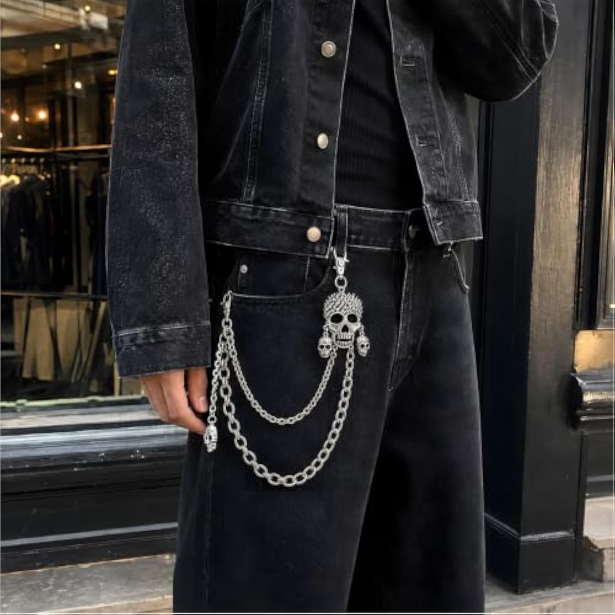 Gothic Jeans Chain with Cross Pendant for Men