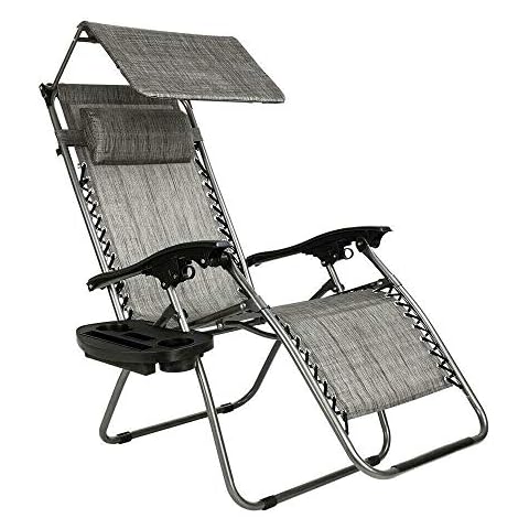 MB-THISTAR Zero Gravity Folding Patio Lounge Beach Recliner Chairs w/Sunshade Cup Holder Cover