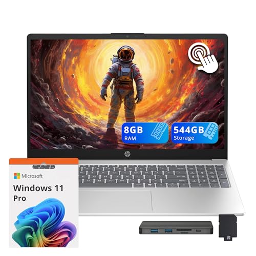 HP 15.6�C���` HD �^�b�`�X�N���[���m�[�g�p�\�R�� �r�W�l�X&�w���p AMD Ryzen 3 7320U 8GB LPDDR5 544GB �X�g���[�W (256GB SSD+288GB �h�b�L���O�X�e�[�V����)�AAMD Radeon Graphic