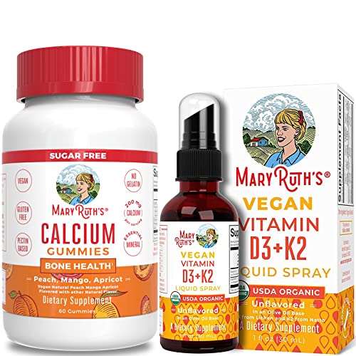 Calcium Supplement & Vitamin D3 + K2 By Maryruth's | Calcium Gummies, Strong Bones & Teeth | Liquid Supplement For Calcium Absorption & Strong Bones | For Adults & Kids 14+ #TOP19