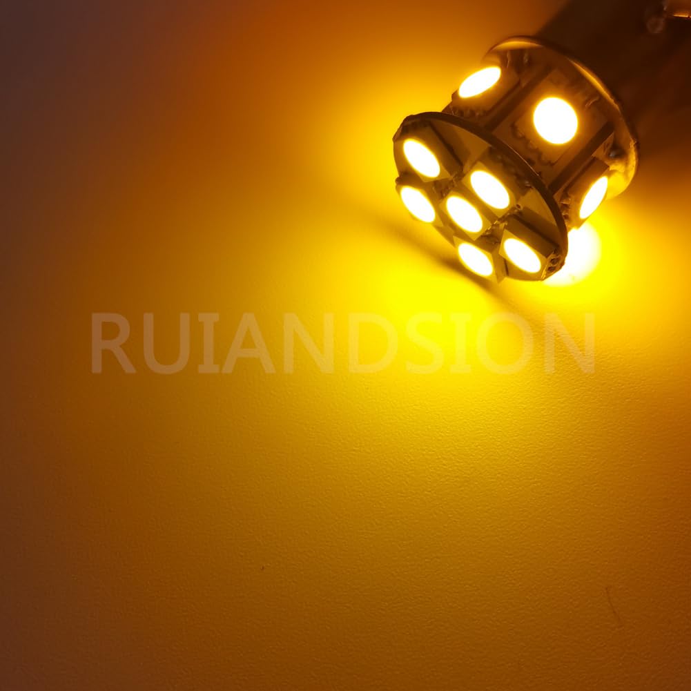 Ruiandsion 1156 BA15S P21W 7506 - Boczne światła LED AC6-30 V bez polaryzacji 5050 12SMD LED Chipsety Plug and Play żarówka LED w kolorze bursztynowym żółtym do świateł wstecznych światło migające