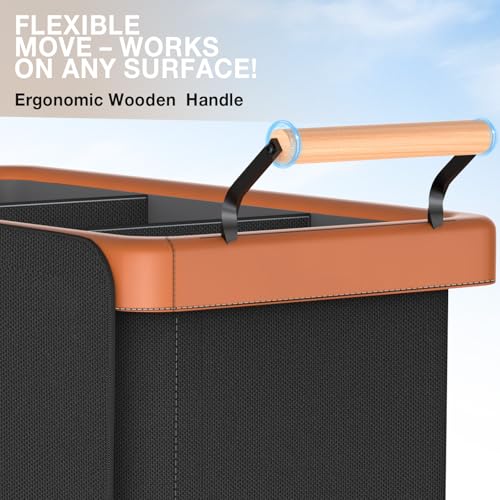 Rolling Laundry Hamper with Wheels, Laundry Hamper 3 Section with Lid, Laundry Basket with Rolling Lockable Wheels and Handle, Laundry Basket Organizer for Laundry Room, Bedroom 230L Black by Elowen - Image 4