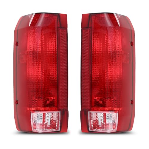 CNNELL Tail Lights Rear lights Assembly Compatible with Ford F150 1990-1996/Fit 250 F350 1990-1997 Styleside Bronco Left & Right Lamps Red Lens Chrome Housing Clear Reflector