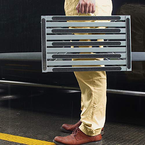 HELESIN RV Step, Adjustable Height Aluminum Platform Step，RV Step Stool Supports Up to 1000lbs Includes Handle, Non-Slip Rubber Feet, Durable Construction, Easy to Store and Transport