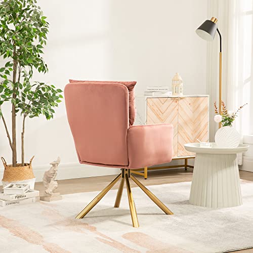 Sillón Giratorio Moderno Terciopelo Rosa miniatura 6