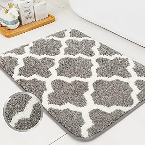 BEQHAUSE Microfiber Bath Rugs Extra Thick Super Soft Best Absorbent Specialized in Machine Washable and Water Absorbent Shower Mat,Gray,50 x 80 cm Cover