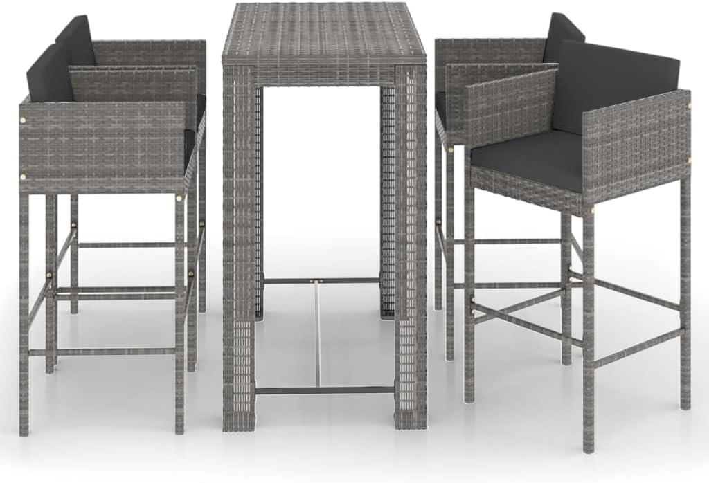 vidaXL Farmhouse Patio Bar Set Review: 5-Piece Poly Rattan Outdoor Bar for Backyard Gatherings