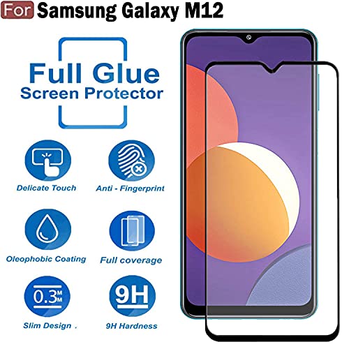 Image of Screen Protector for Samsung Galaxy F12 | M12 | A12 (Black) Tempered Glass Edge-to-Edge 6D Screen Guard With Installation Kit
