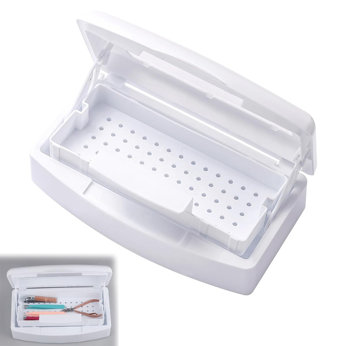 Zhowyeemeng Nail Tool Sterilizer Box, Plastic Sterilization Tray