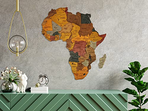 Wooden Africa Map, 3D Africa Map, 3D Wood Africa Map, Detailed Africa Map For Wall, 3D Africa Wall Art, Office/Home Decor Africa Map (Medium (23X21")) #TOP21