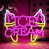 OYCGZV Eiscreme Neon Schild Ice Cream Led Neonschild Wand USB Dimmbar Neon Sign Eiswaffeln Led Schild für Eisdiele Geschäft Küche Imbissstube Zuhause Lebensmittel Party Schaufenster Dekoration