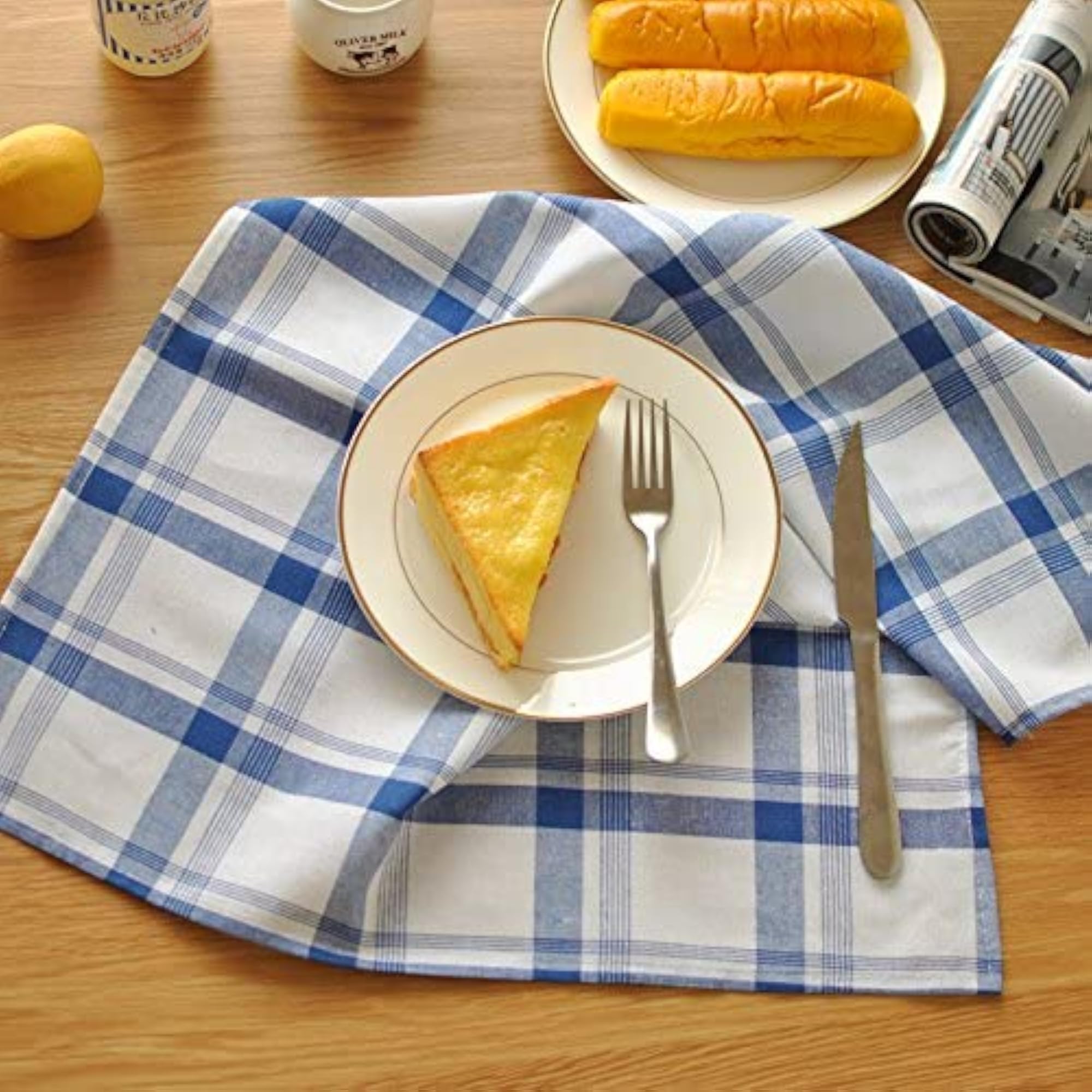 Modern Plaid Pattern Cotton Linen Napkin, 50X65Cm, Wedding Table Decoration