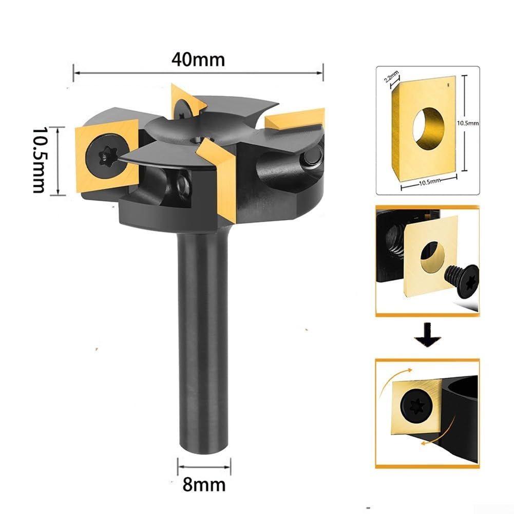 Fraise Carbure 40mm Queue 8mm 4 Dents pour bois Fraise Carbure