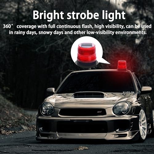 Image of Solar Strobe Warning Light: Strong Magnetic Base Waterproof Traffic Light,Solar Safety Flashing LED Lamp for Construction, Traffic, Factory, Safety Sign, Crane Tower, Boat Navigation (Red)