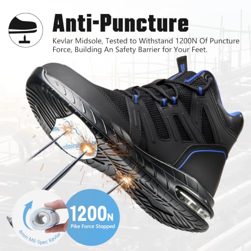 Hogent Steel Toe Boots for Men, Cushioned Safety Work Shoes - image 3