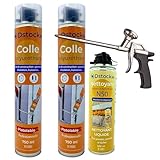 panneaux isolation thermique polyurethane Mousse de montage pistolable : utilisation pratique et rapide. L'aérosol de colle et de nettoyant se fixent sur un le pistolet fourni