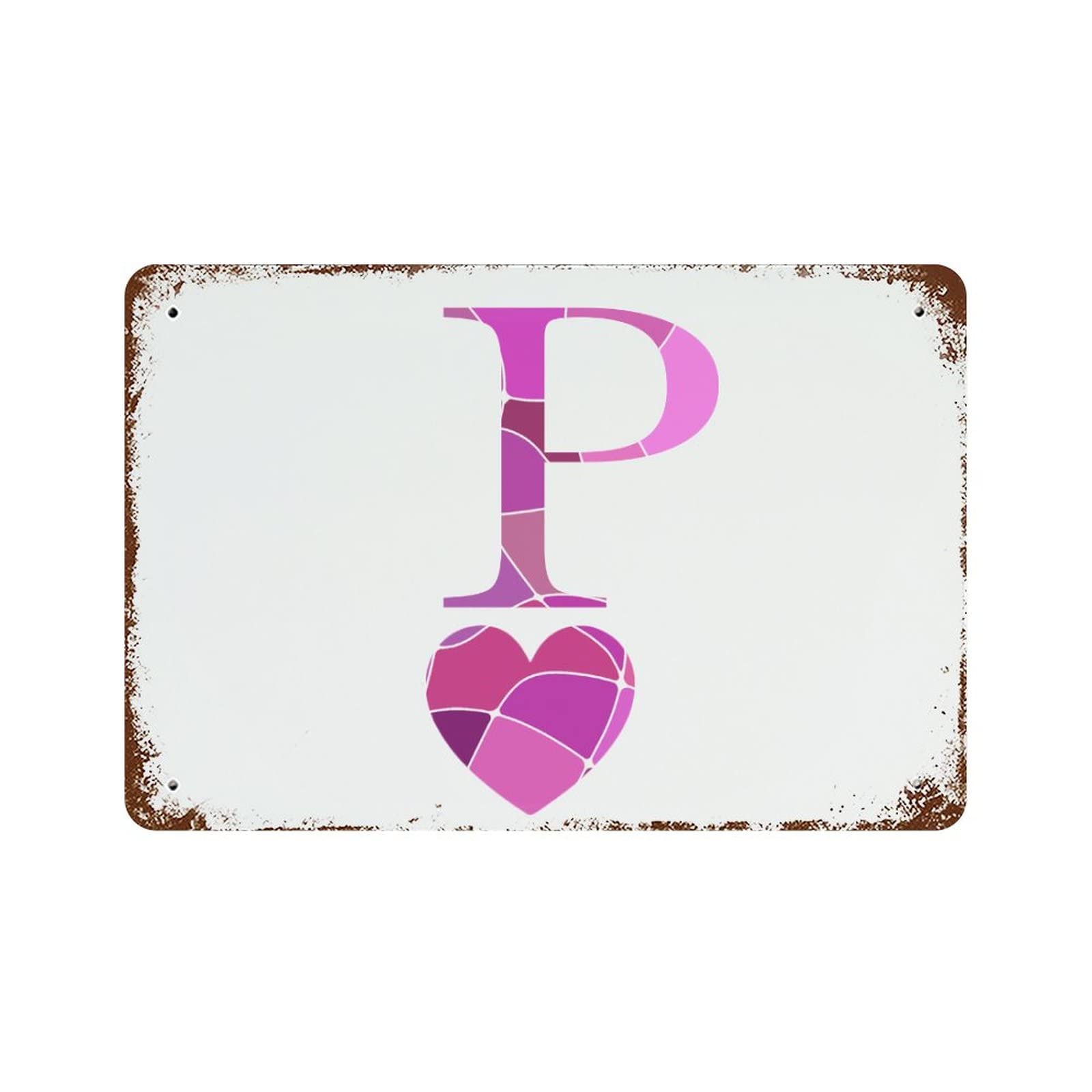 Panneau alphabet P cœur, le cadeau de Saint-Valentin vintage idéal pour petite amie