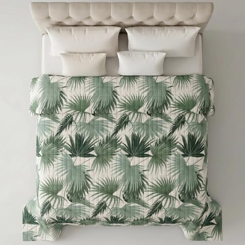 Riad Arredo Colcha para cama de matrimonio de verano, primaveral, 260 x 260 cm, ligera, de suave microfibra, transpirable, mano delicada, tropical,
