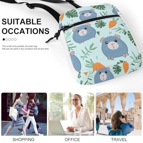 Blue Guinea Pigs Pattern Women's Cute Small Mini Crossbody Bag Top Zip Sling Square Shoulder Bags4