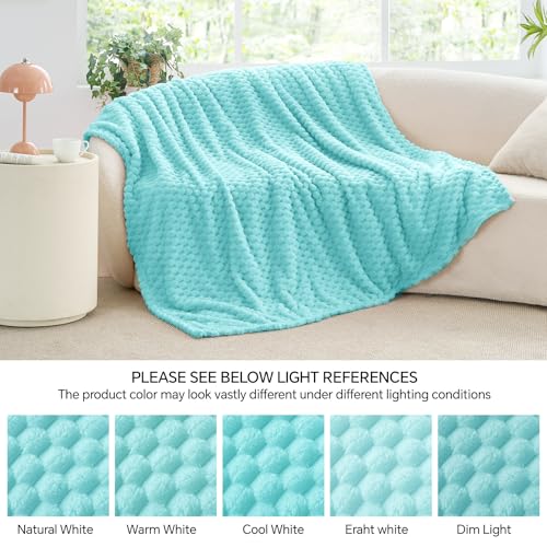 Image of BEDELITE Aqua Throw Blanket for Couch, Soft Cozy Gifts for Women, 50 * 60 | 3D Jacquard Decorative Fleece Blanket, Super Soft Plush Throw, Cute Birthday Gift for Women & Men, Suitable for All Seasons