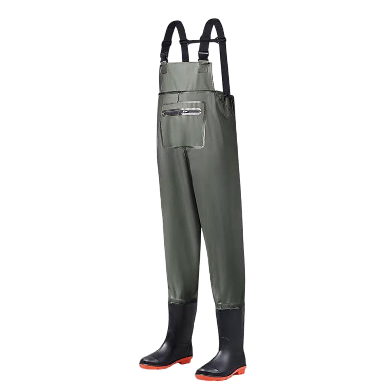 Waders Peche Homme Épaissir Imperméable PVC Cuissardes de Waders Peche,Bootfoot Waders avec Poche étanche pour téléphone Portable,Pêche Waders Cuissardes pour Les activités de Plein air
