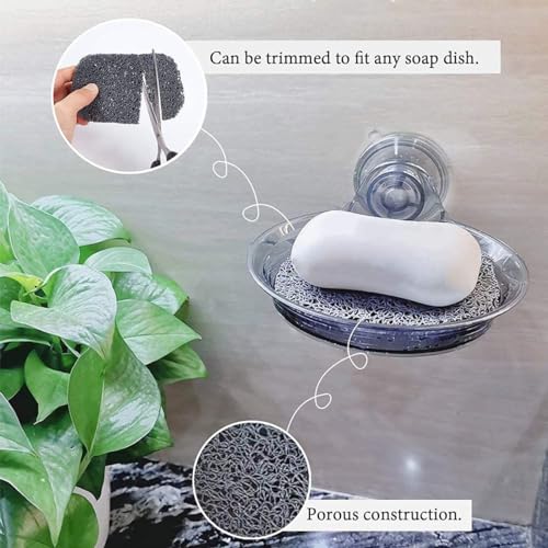Schwamm Seifenkissen, 4 Stück Seifenhalter Seifenschoner Seifenschale wiederverwendbar rutschfest effizienter Seifenhalter für die Dusche für Dusche,Bad,Küche. Grau