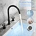 SKOWLL Industrial Oil Rubbed Bronze Bathroom Faucet, Deck Mount Bathroom Sink Faucets 3 Hole, High Arch 8 Inch Widespread Vanity Faucet with 360° Swivel Spout, 2 Gear Handles Commercial Brass Faucets