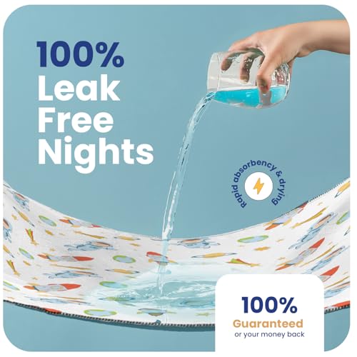 Image of IMPROVIA Pee Pads for Kids - Bed wetting Pads for Kids Potty Training Bed mats for Toddlers Waterproof Reuseable Washable Absorbent, Non Slip - Space Design - Full Size 34 inchx52