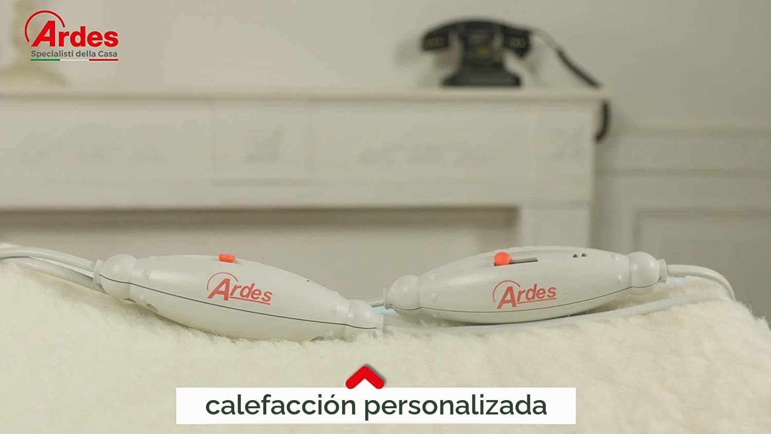 ARDES - AR4AM22 Calentador de cama eléctrico doble MORPHEO Manta Térmica 2x60W, Calentador de cama Ardes eléctrico doble 2 Zonas de Calefacción, Manta eléctrica 100% lana Lavable a Mano