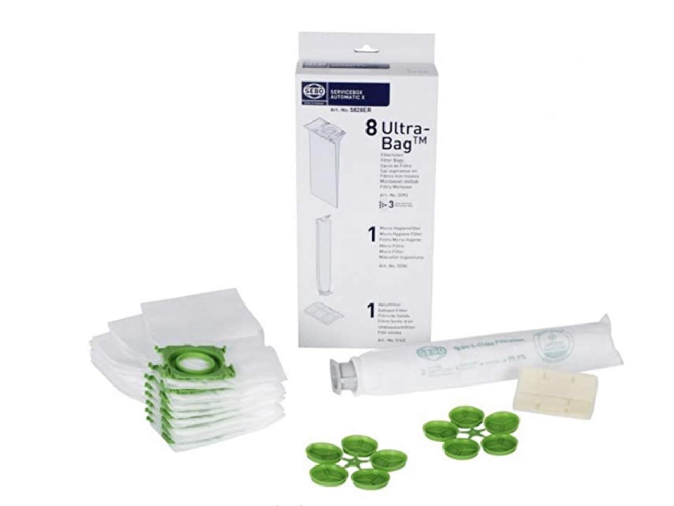 Sebo X4 X5 X1 X2 aspirateurs service box 10 pk évite la perte d'aspiration filtre 5828er