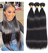 Human Hair Bundles 18 20 22 Inch Straight Bundles Human Hair 100% Unprocessed Brazilian Weave Bun...