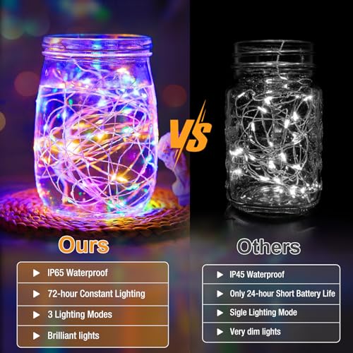 Image of 12 Pack Fairy Lights Battery Operated - 7ft 20 Led Twinkle Lights 3 Modes, Multi-Colored Bulk Mini String Lights Waterproof for Mason Jars Vases DIY Party Wedding Decoration Easter