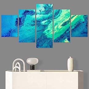 SIGNWIN 5 Panel Canvas Wall Art Abstract Brushstroke...