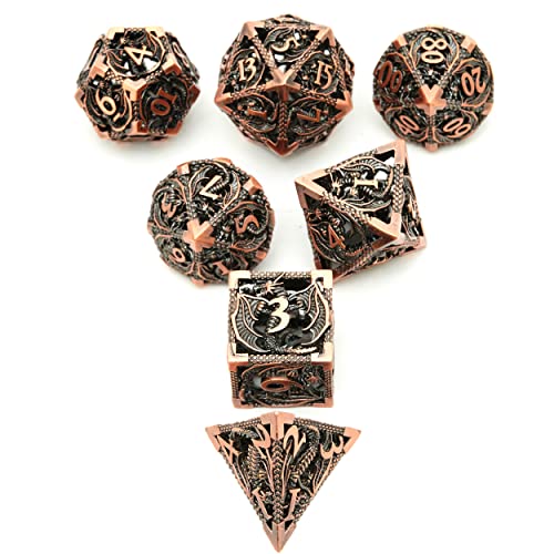 Image of DND Dice Set Metal Dice Dungeons and Dragons Dice Gift Polyhedral Dice Set Role Playing Dice D20 Hollow Polyhedral Dice Set for Dungeons and Dragons RPG MTG Table Games