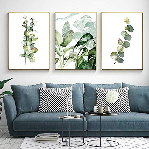 Impressions aquarelle botaniques sur toile premium 60x90 cm art mural scandinave