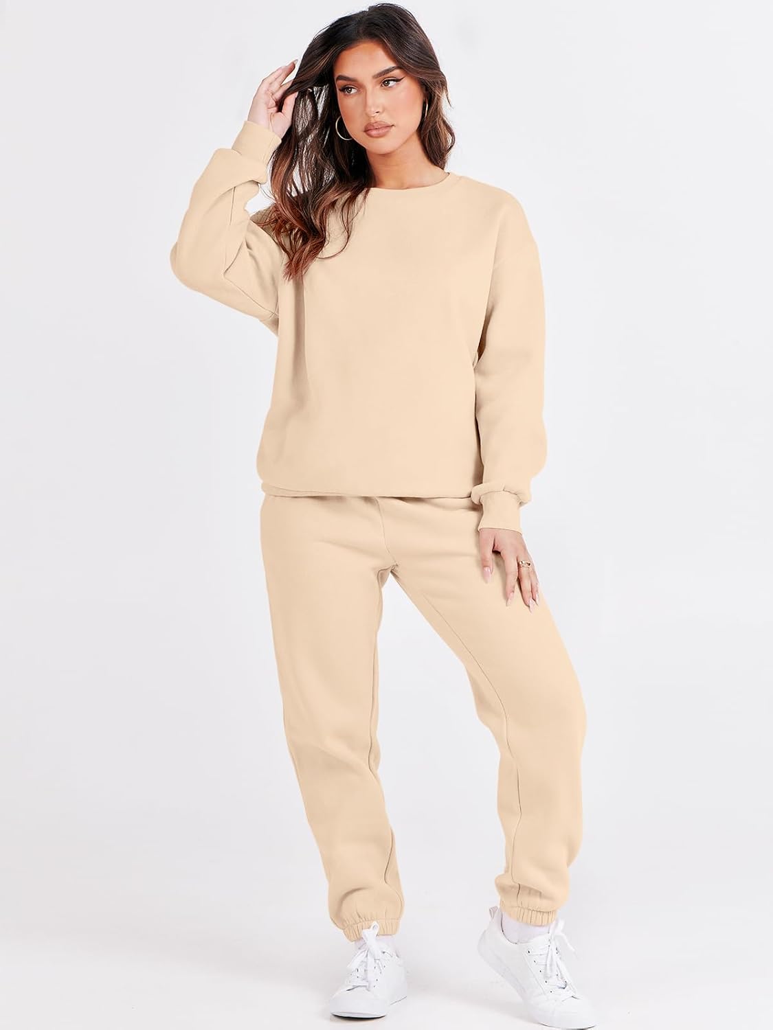 ANRABESS Women's Two Piece Outfits Sweatsuit Lounge Set Long Sleeve Crewneck Sweatshirt Jogger Pants Tracksuit 2025 Fall Sets - Image 2
