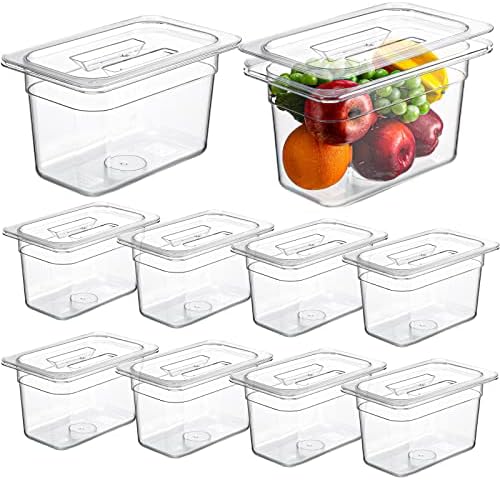 Yinder Paquete De 12 Sartenes De Plástico Transparente Para Alimentos, Tamaño 16, Apilables, De