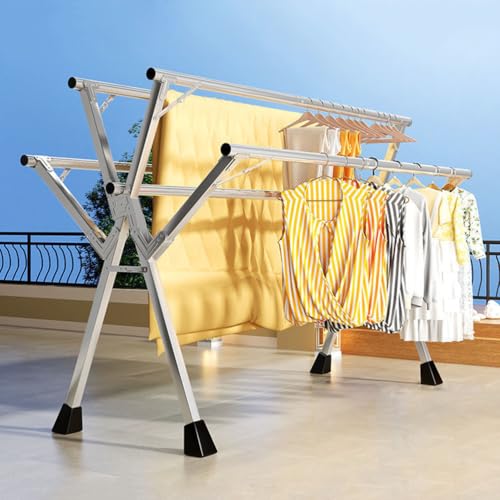 Faltbarer Trockenständer aus Edelstahl - 5-Stangen-Design für den Innen- und Außenbereich - Ideal zum Trocknen von Bettwäsche, Kleidung, Socken und Schuhen
